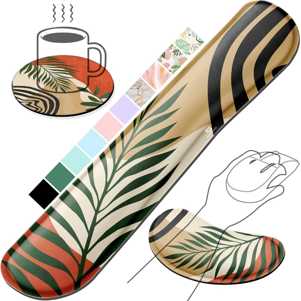 Fabric Gel Memory Foam Keyboard Wrist Rest Bundle Boho Work Office Supplies
